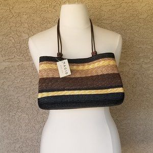 NWT — MAGID Wheat Straw Purse with Multi-color Stripes & Double Handles 👛